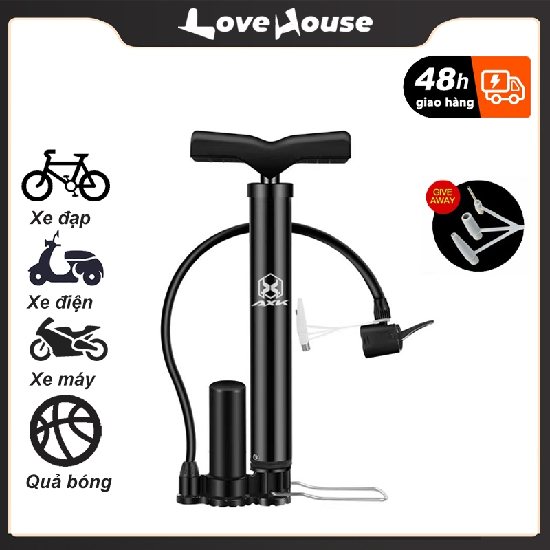 Máy bơm xe đạp và xe máy nhỏ gọn cầm tay AXK có đầu van đa chức năng