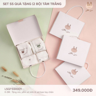  Set sơ sinh quà tặng cho bé (2 bộ) tăm trắng size 0-3m