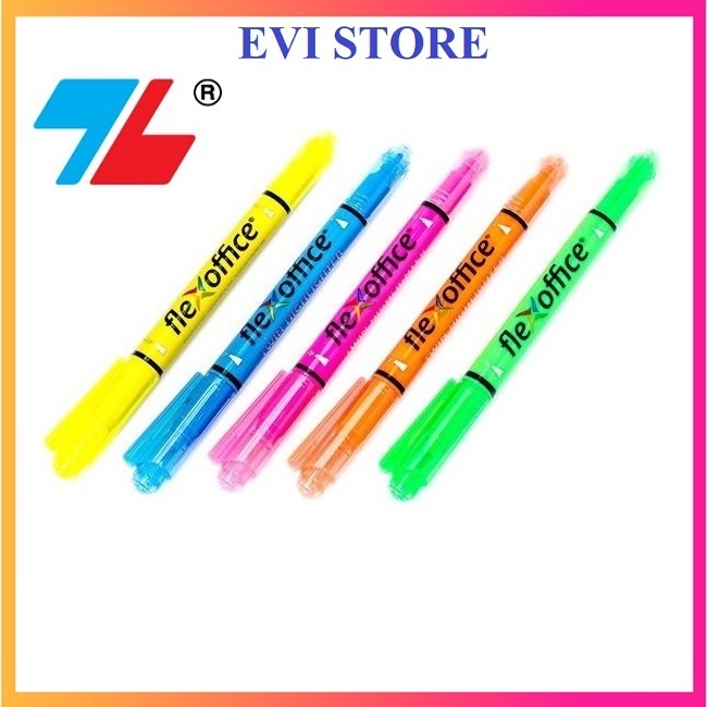 Set 3 bút dạ quang FlexOffice HL01 / Bút dấu dòng 2 đầu HL-01