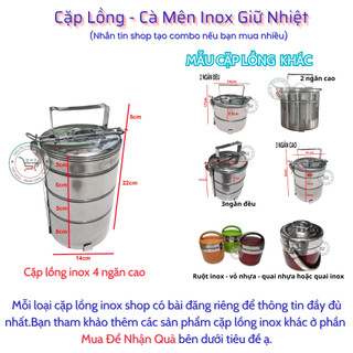Cà mên cà men cặp lồng inox giữ nhiệt đựng cơm 4 ngăn - 3 ngăn - 2 ngăn giá rẻ