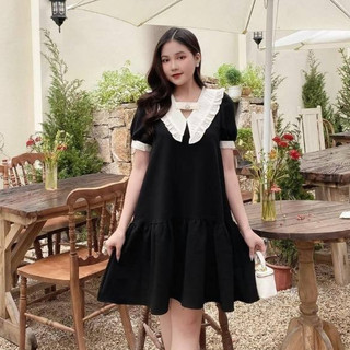 Váy Babydoll, Đầm Bầu Xinh Thiết Kế Cổ Bèo Chất Vải Đũi