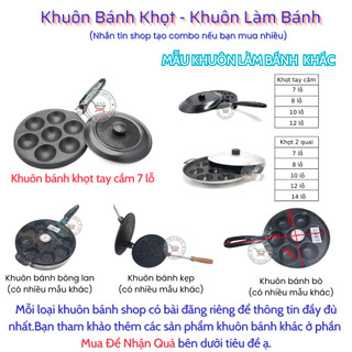 Khuôn bánh khọt bánh căn chống dính tay cầm 7 lỗ đến 12 lỗ