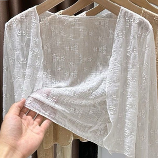 LOẠI ĐẸP- Áo Khoác Cadigan Mỏng Ren Hoa Xuyên Thấu Co Giãn 691