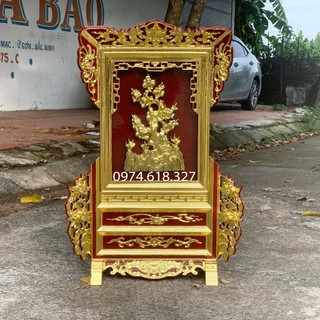 Giá gương bàn thờ cây tùng sơn son gỗ mít cao 71,81cm