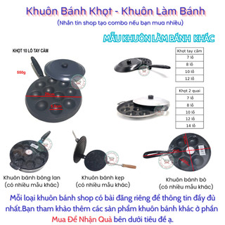 Khuôn đổ bánh khọt chảo bánh căn chống dính có tay cầm 10 lỗ