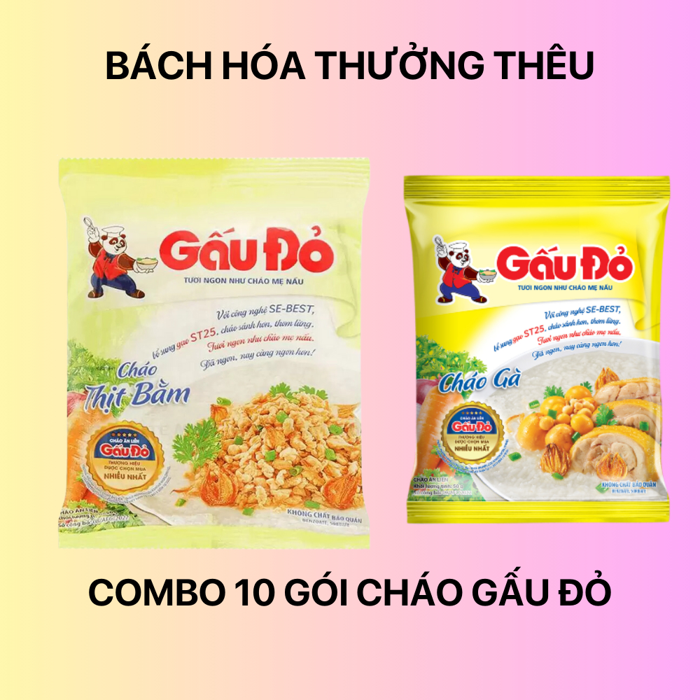 Combo 10 Gói Cháo Gấu Đỏ (Vị Gà/Thịt Bằm)