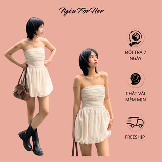 Lila dress- đầm cúp bí xếp ly ngực ngâu for her