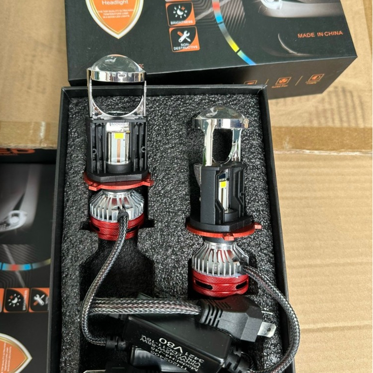 Đèn Pha Led Bi Cầu Mini H4 V80 Gom Sáng Chống Chói H4 V80