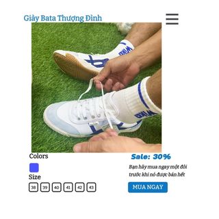 Giày bata thượng đình đá bóng đá banh bảo hộ lao động giày bata vải trắng sọc xanh chính hãng.