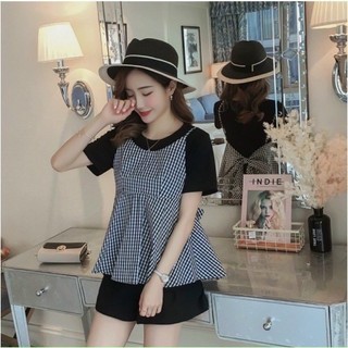 Bộ bầu kẻ đùi trẻ trung(ảnh thật)