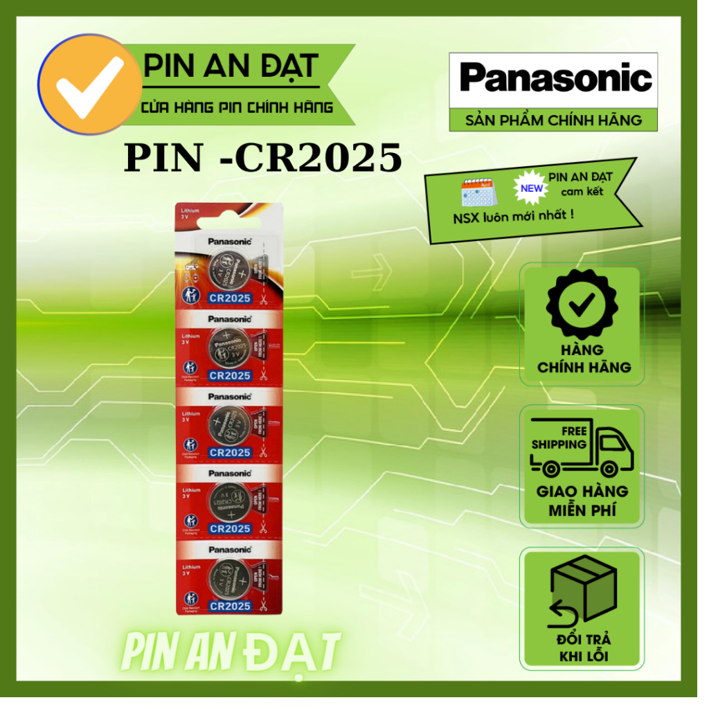 Vỉ 5 Viên Pin Panasonic CR2025 Pin 3V Lithium Made in Indonesia