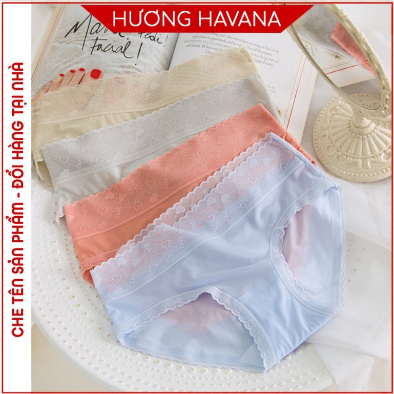 Quần lót nữ lụa băng - quần chip nữ tàng hình cạp ren họa tiết tim - có bigsize - mã FLQ44 | BigBuy360 - bigbuy360.vn