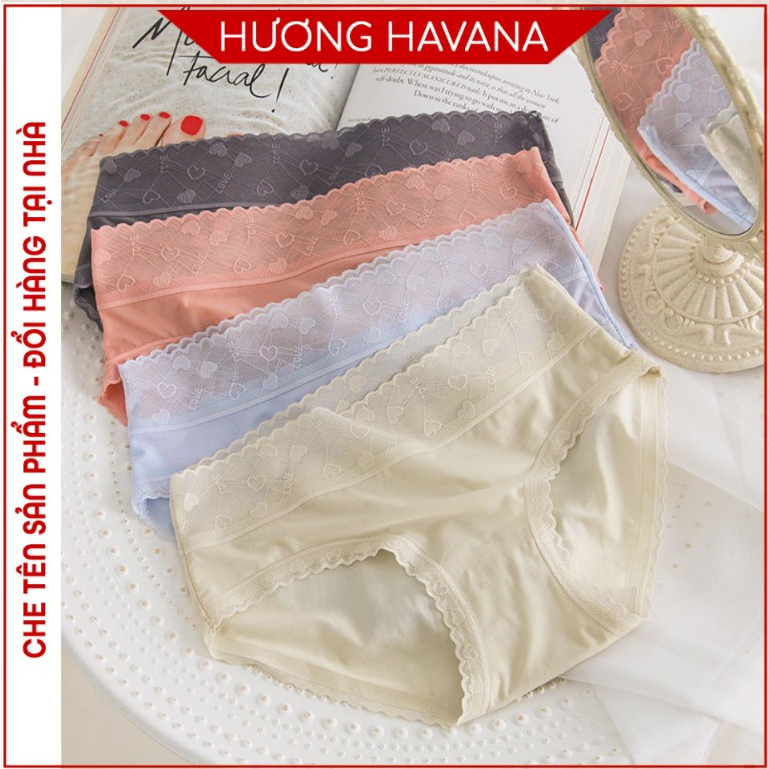 Quần lót nữ lụa băng - quần chip nữ tàng hình cạp ren họa tiết tim - có bigsize - mã FLQ44 | BigBuy360 - bigbuy360.vn