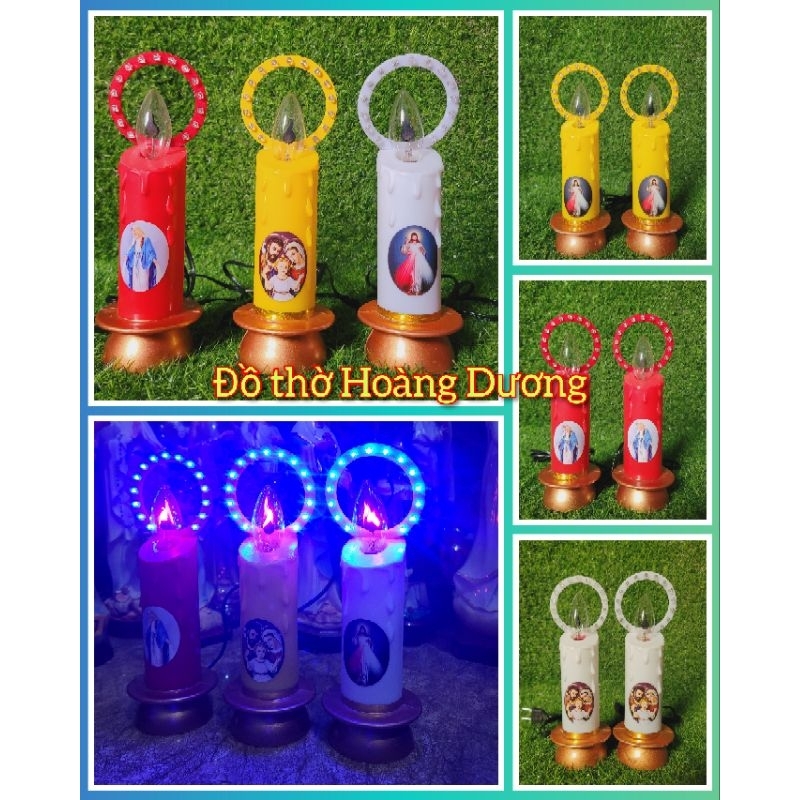 2 Đèn Nến Điện Công Giáo cao 23cm hệ thống điện đầy đủ trang trí bàn thờ Thiên Chúa và bàn thờ gia t