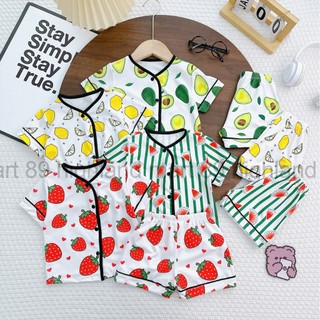 Bộ pijama tay ngắn thun lạnh mềm thoáng khí in họa tiết con vật dễ thương cho bé trai - bé gái