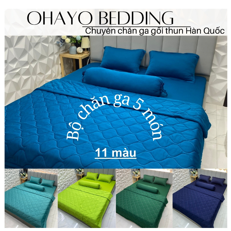 [OHAYO ]Bộ CHĂN GA thun lạnh 12 màu thun  Hàn Quốc