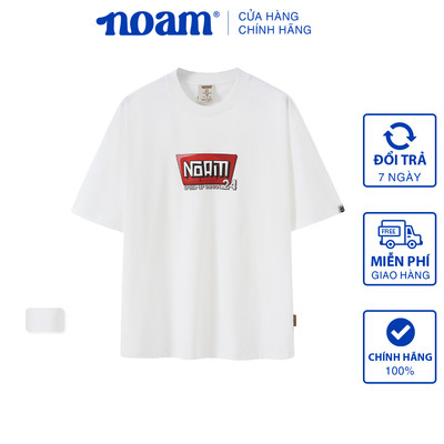 Áo thun Form rộng NOAM Box Logo Unisex 100% Cotton - Màu trắng