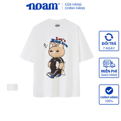 Áo thun Form rộng NOAM Let’s run now Unisex 100% Cotton - Màu trắng