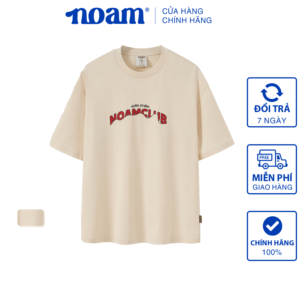 Áo thun Form rộng NOAM Wavy Club Unisex 100% Cotton - Màu be