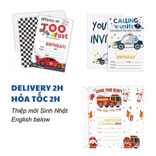 Thiệp Mời Sinh nhật Chủ Đề Xe Cộ Cho Bé - Vehicles - Hot Wheels Birthday Invitation Card For Kid PHG46