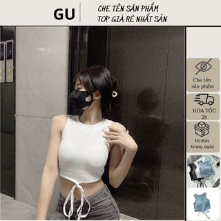 Áo ba lỗ croptop basic chất cotton tăm mềm mịn dây cột ngang eo siêu hot bra cột dây a.b8