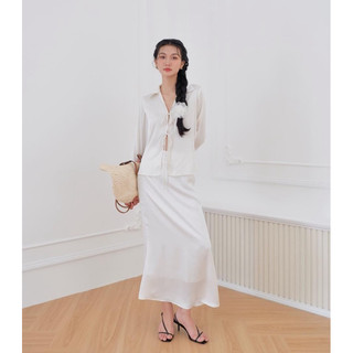 Ceci Cela - Áo lụa cột dây Silk bow top