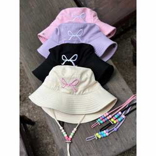 Mũ bucket, nón bucket nữ thêu NƠ HUSOMI Phong cách Hàn Quốc, chất liệu cao cấp, chống nắng hiệu quả