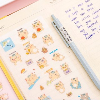 Set 6 tấm sticker dán mèo dễ thương