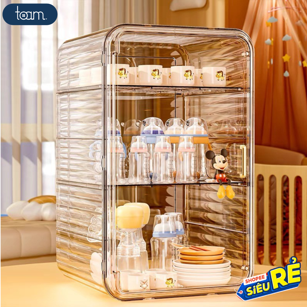 Kệ Đựng Ly Cốc, Tủ Đựng Bình Sữa, Kệ Đựng Mỹ Phẩm Để Bàn Acrylic Trong Suốt Chống Bụi Sang Trọng