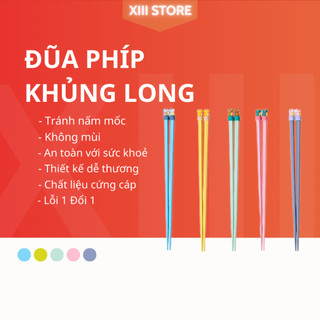 Đũa Gốm Màu Pastel Tráng Men Cao Cấp [Hình Khủng Long] Nhiều Màu, Đũa cho bé, Đũa Nhiều Màu