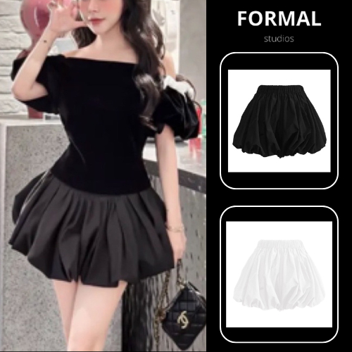 Chân váy ngắn xòe dáng bồng bềnh - Chân váy phồng dáng quả bí ngắn có quần trong F119 [CÓ SẴN]