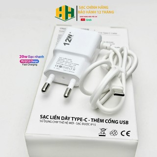 DÂY sạc nhanh Bộ Sạc liền dây TYPE C - MICRO - thêm cổng USB 2.4A  đa năng không nóng máy BẢO HÀNH 1NĂM HH