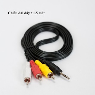 Dây loa 1 ra 3 đầu hoa sen dài 1,5m cáp av 1 đầu jack 3.5 ra 3 đầu hoa sen cho tv box 4.9