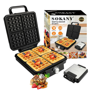 Máy Làm Bánh Waffle Đôi, Nướng Bánh Kẹp Tàn Ong Khuôn 4 SOKANY SK-08031 1500W [BH 12 Tháng]