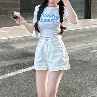 Quần Sooc Jeans Trơn Gập Gấu From Chữ A Cạp Cao Hottrend ( From to )