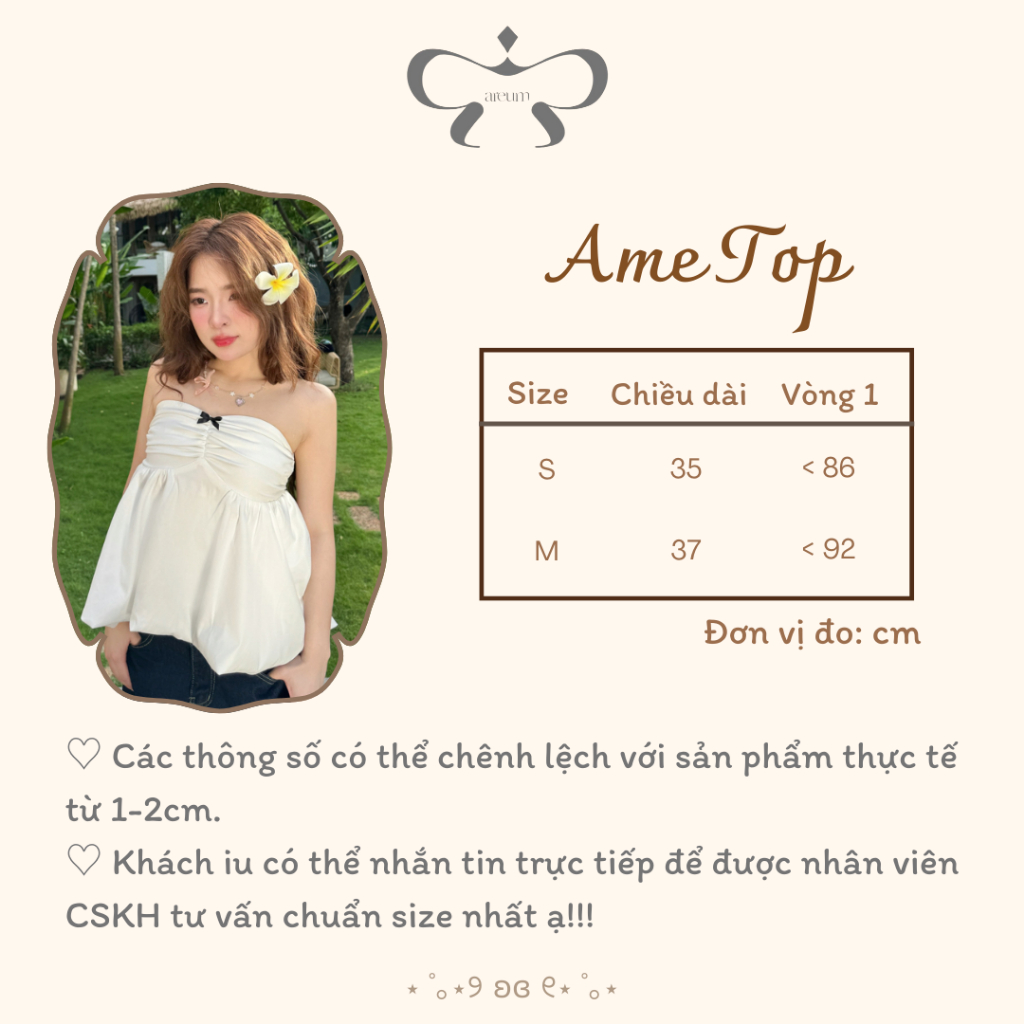 AREUM ÁO BÍ chấm bi Cúp Ngực AME Top Bo Chun [KHÔNG MÚT NGỰC] | BigBuy360 - bigbuy360.vn