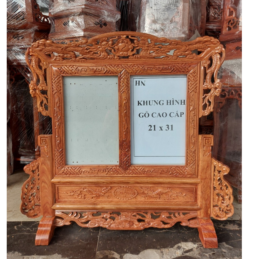 Khung ảnh thờ đôi gỗ hương kt mỗi ảnh 20x30 cm -2 mẫu