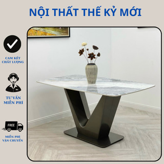 Bàn Ăn Chân V Thép Mạ Titan, Nhập Khẩu Cao Cấp Hiện Đại. Phù Hợp Căn Hộ Chung Cư Nhà Phố Free Ship . .