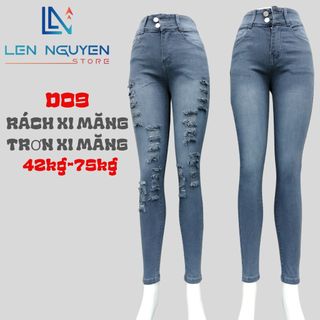 D09_quần jean nữ, dài, lưng cao, quần bò nữ dáng ôm, quần rin nữ có big size, cho 42kg đến 75kg,len nguyen store