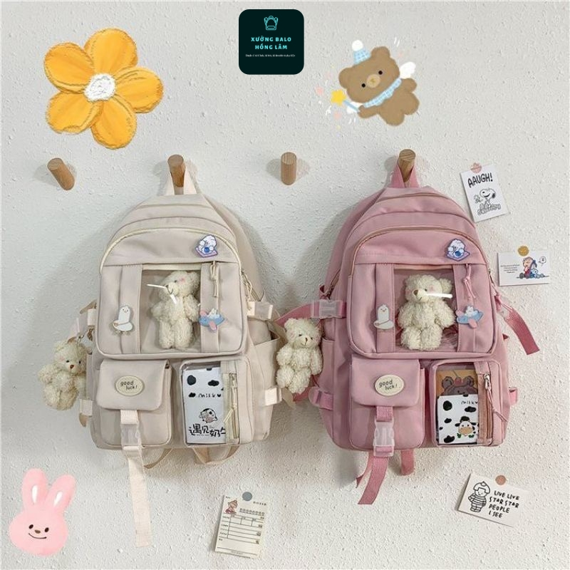 Balo Ulzzang Chống Thấm, Chống Nước, Balo ulzzang hàn quốc phối trong suốt we are young ( Yhao )