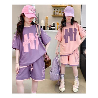 Quần áo bé gái, set bộ quần áo cotton size đại chữ HI cho bé 20-35kg