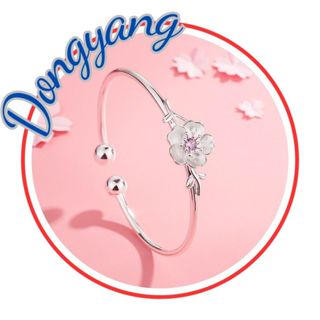 Vòng Đeo Tay Cuff / Lắc Tay Cuff Hoa Anh Đào Đính Đá Xinh Xắn Cho Nữ Sinh