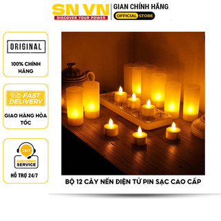 Bộ 12 cây nến điện tử lùn mini pin sạc cao cấp phù hợp sinh nhật,trang trí quán cà phê,dã ngoại.