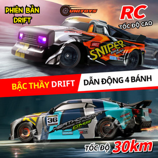 Xe rc drift điều khiển từ xa, ô tô đua tốc độ cao h4 80km/h 4wd pin sạc 2 cầu tỉ lệ 1/16 có đèn