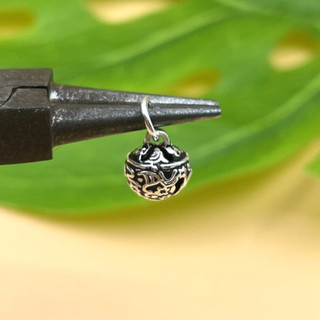 Charm chuông khắc hoa văn - charm bạc 925 - mã ca1360