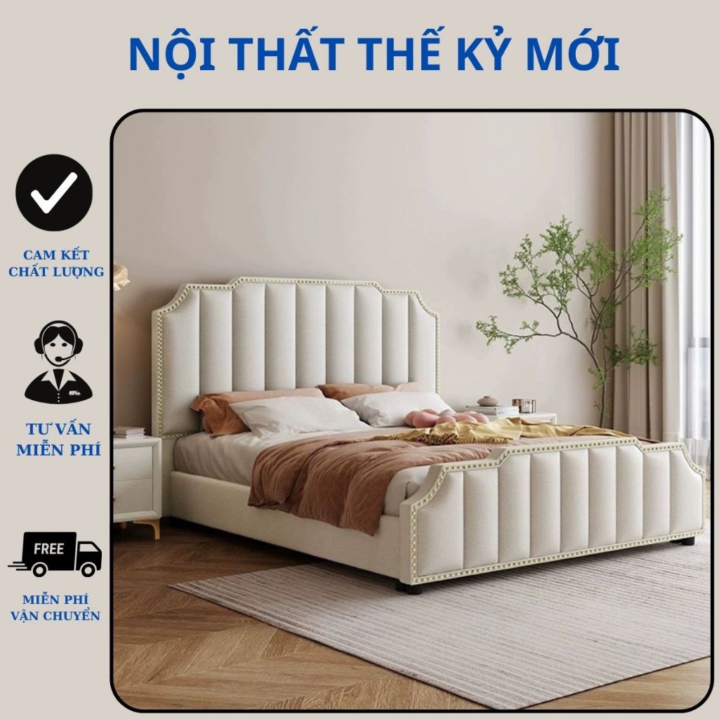 Giường bọc nệm nhung nỉ 1m6x2m, 1m8x2m ( Freeship HN, TPHCM)