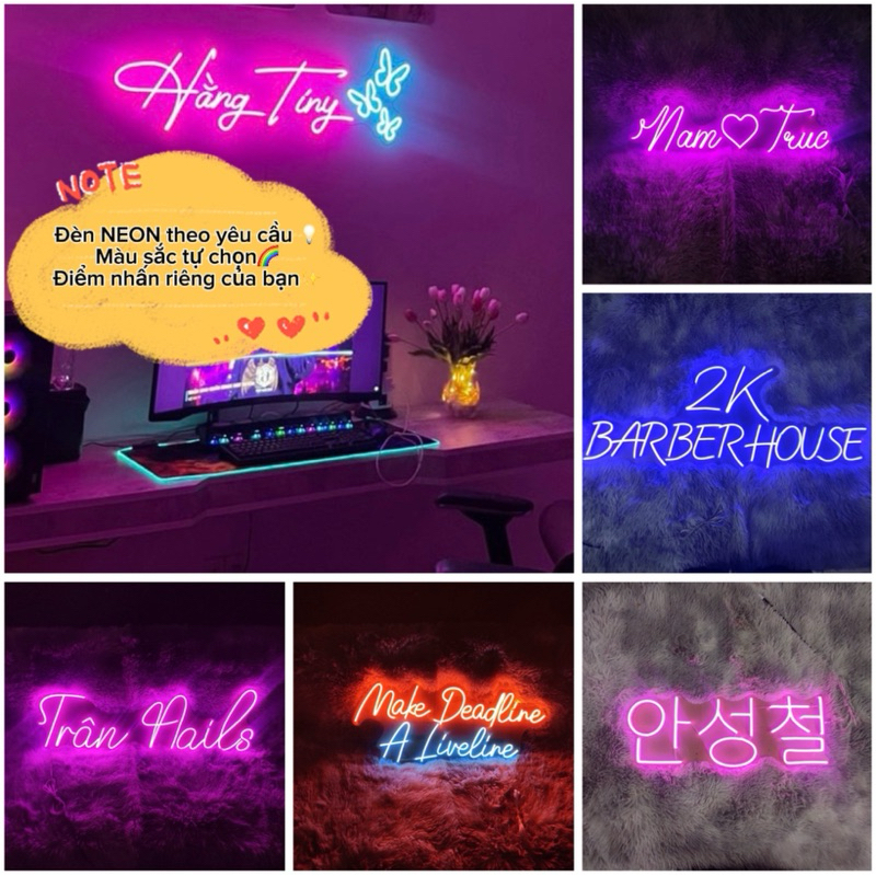 Đèn led neon chữ theo yêu cầu-Neon thiết kế theo tên,đèn trang trí cửa hàng,quán bar.
