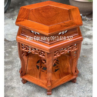 Đôn lục giác gỗ gụ kê đồ vật giá hợp lý mặt cạnh 30,35,40cm