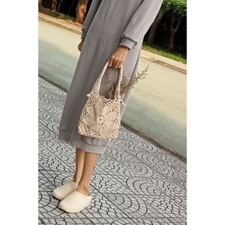 Túi len quai xách đan móc hình hoa thủ công vintage dành cho nữ