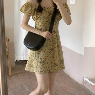 Đầm Hoa Cổ Vuông Eo Thon Tôn Dáng,Váy Hoa Nhí Dáng Ngắn Tạo Kiểu Trễ Vai Chữ A Loại Đẹp Q.C Order 7 Ngày